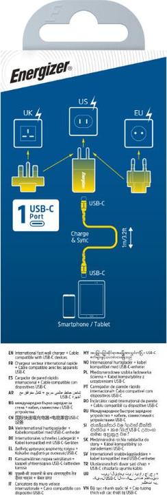 Productafbeelding Energizer Power Delivery oplader - 20 W - EU/UK/US, incl. USB-C kabel (20 W)