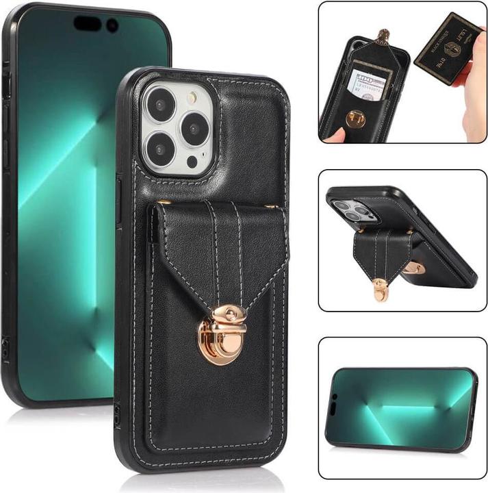 Produktbild Cover-Discount iPhone 15 Pro - Schutzhülle Case mit Tasche schwarz (Apple iPhone 15 Pro)