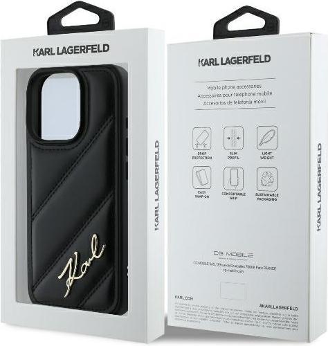 Actual product image Karl Lagerfeld KLHCP16LPQDSMGK iPhone 16 Pro 6.3" czarny/black hardcase Quilted Signature (Apple iPhone 16 Pro)