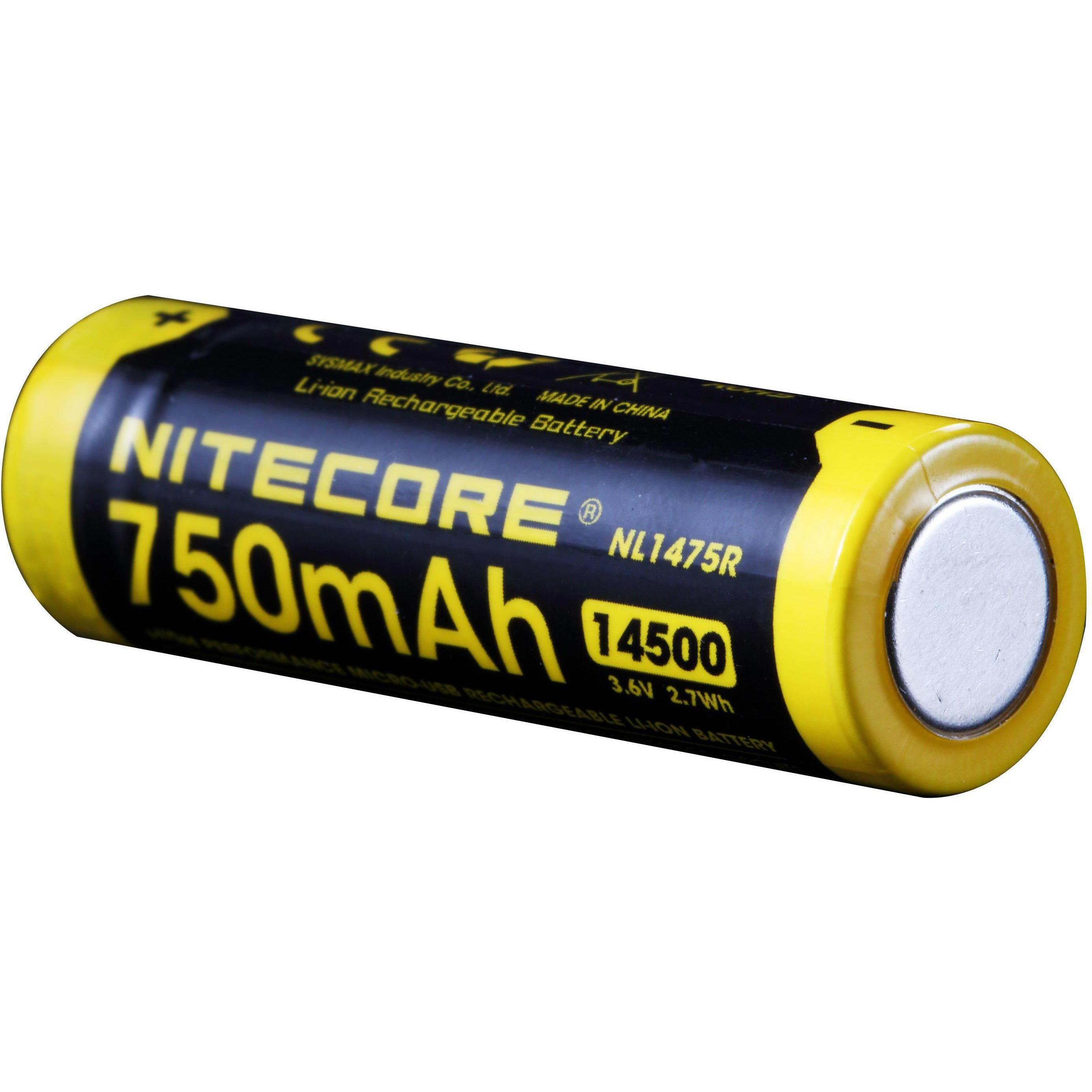 Nitecore, Taschenlampe Zubehör, Li-Ion Akku Typ 14500 - 750mAh - NL1475R