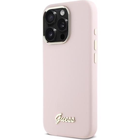 Thumbnail - Guess GUHCP16XSMBSLP iPhone 16 Pro Max 6.9" różowy/pink hardcase Silicone Script Metal Logo & Frame, Handykette, Pink
