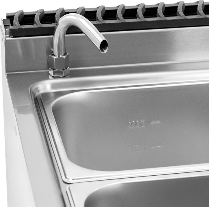 Produktbild Royal Catering Bain-Marie mit Unterschrank Warmhaltebehälter Speisenwärmer 2 GN 1/2 + 2 GN 1/3