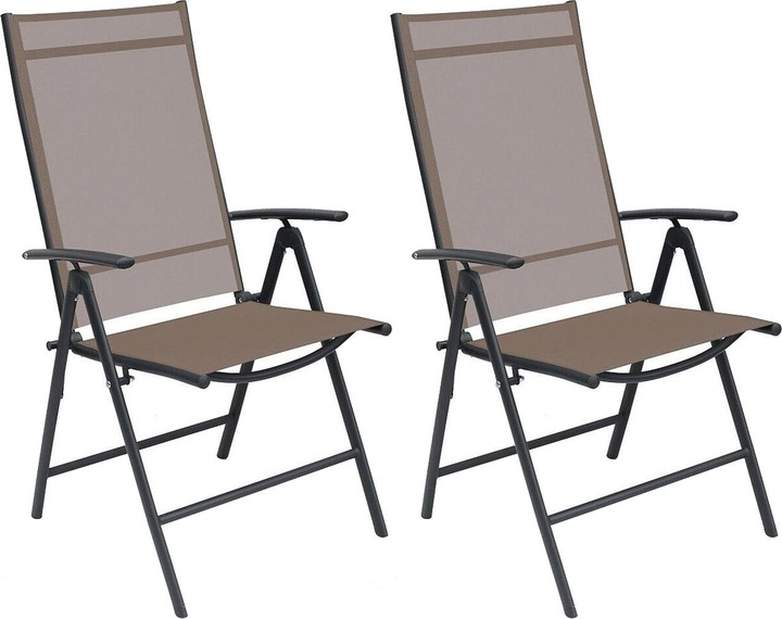 Actual product image Mojawo 2er Garten Klappstuhl Gartenstuhl Textilen Anthrazit Schokobraun 7 Pos