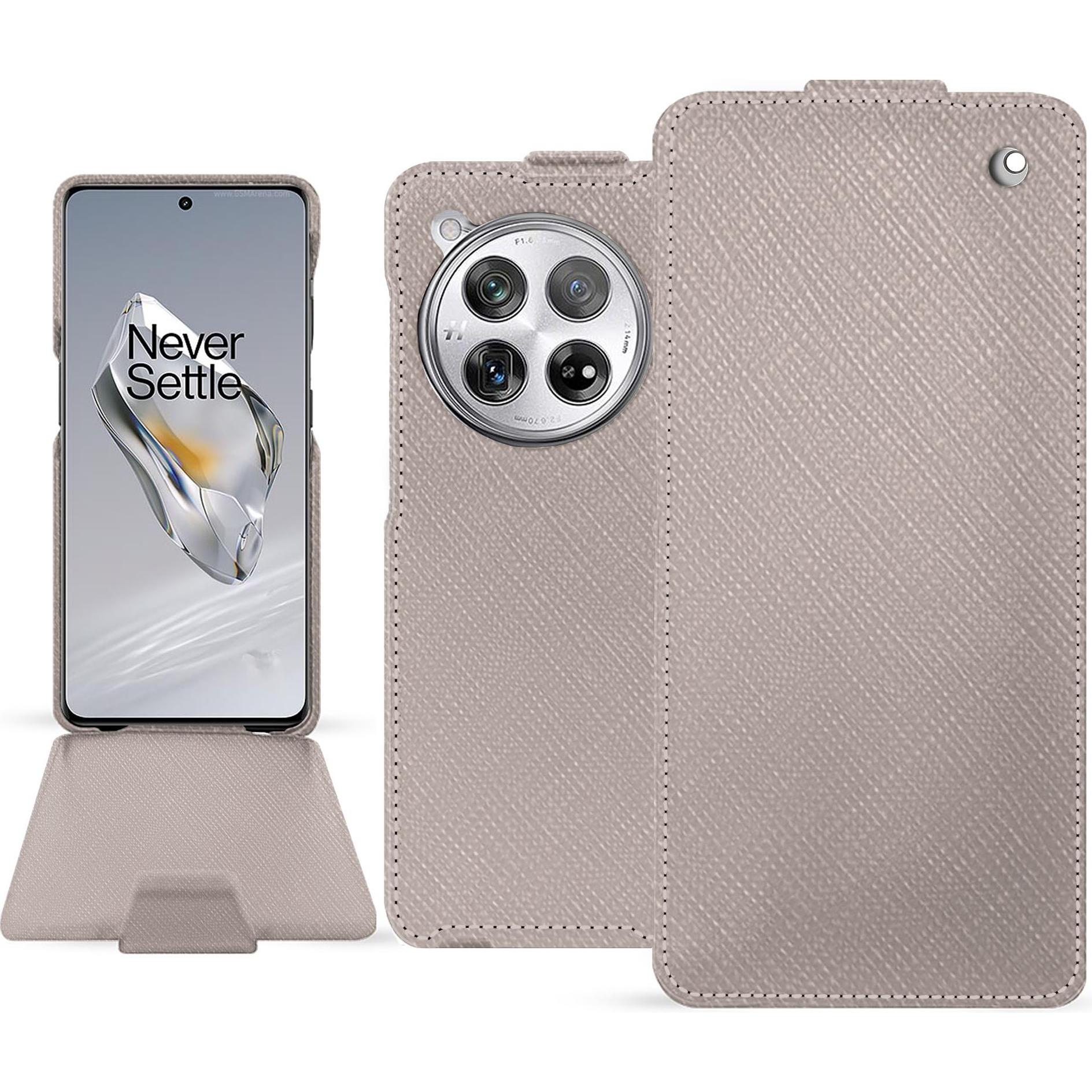 Noreve Lederschutzhülle vertikal (OnePlus 12), Smartphone Hülle, Beige