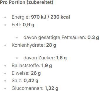 Nährwerte und Zutaten More Nutrition Protein Milchreis