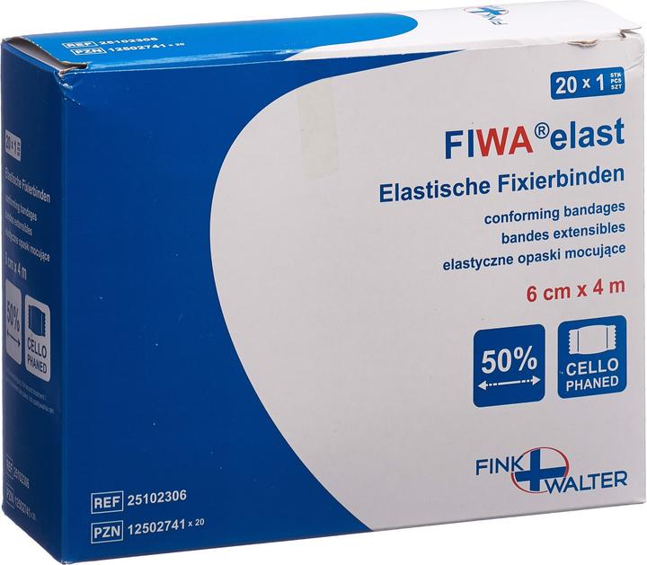 Produktbild Fiwa Elastische Fixierbinden 6cmx4m weiss einzeln in Cellux verpackt