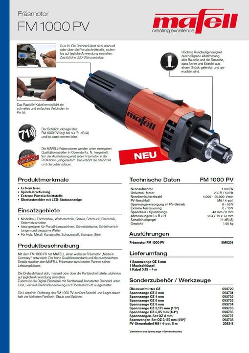 Produktbild Mafell FrÃ¤smotor FM 1000 PV