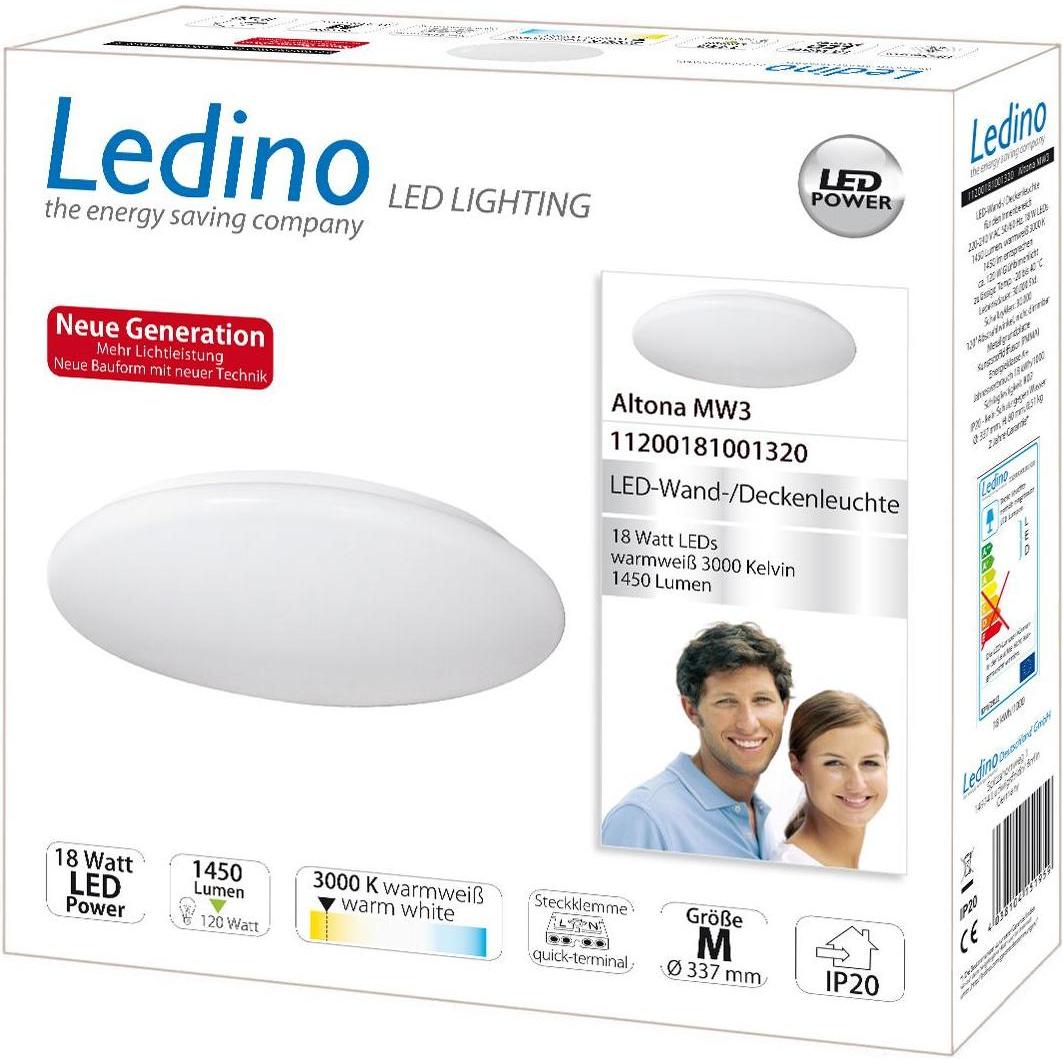 Thumbnail - Ledino, Wandleuchte + Deckenleuchte, Aufbauleuchte Altona MW3 18 Watt 3000 K Weiss (1450 lm)