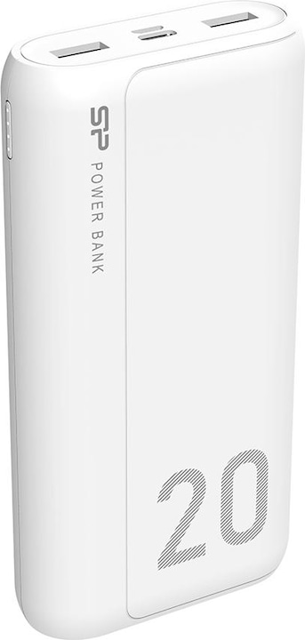 Silicon Power GS15 Powerbank External battery 20000 mAh 2x USB 2.1A (SP20KMAPBKGS150W) Baltas (20000 mAh, 74 Wh)