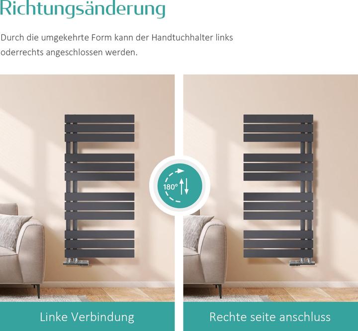 Actual product image Emke Bathroom Radiator Towel Rail Adjustable Temperature Control 100x40cm Black 456W