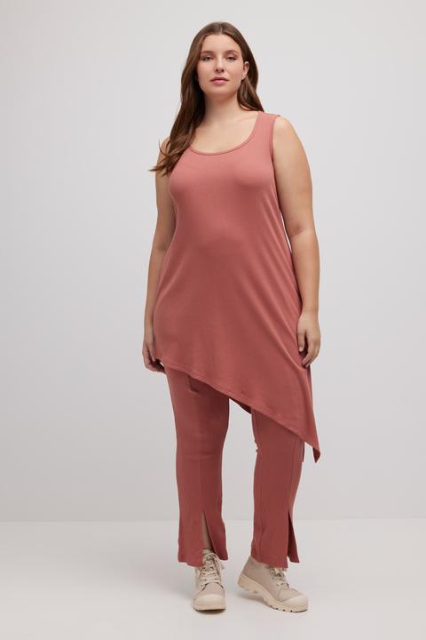 Immagine prodotto Ulla Popken Top smanicato di cotone biologico con orlo a punte e scollo rotondo (50, 52)