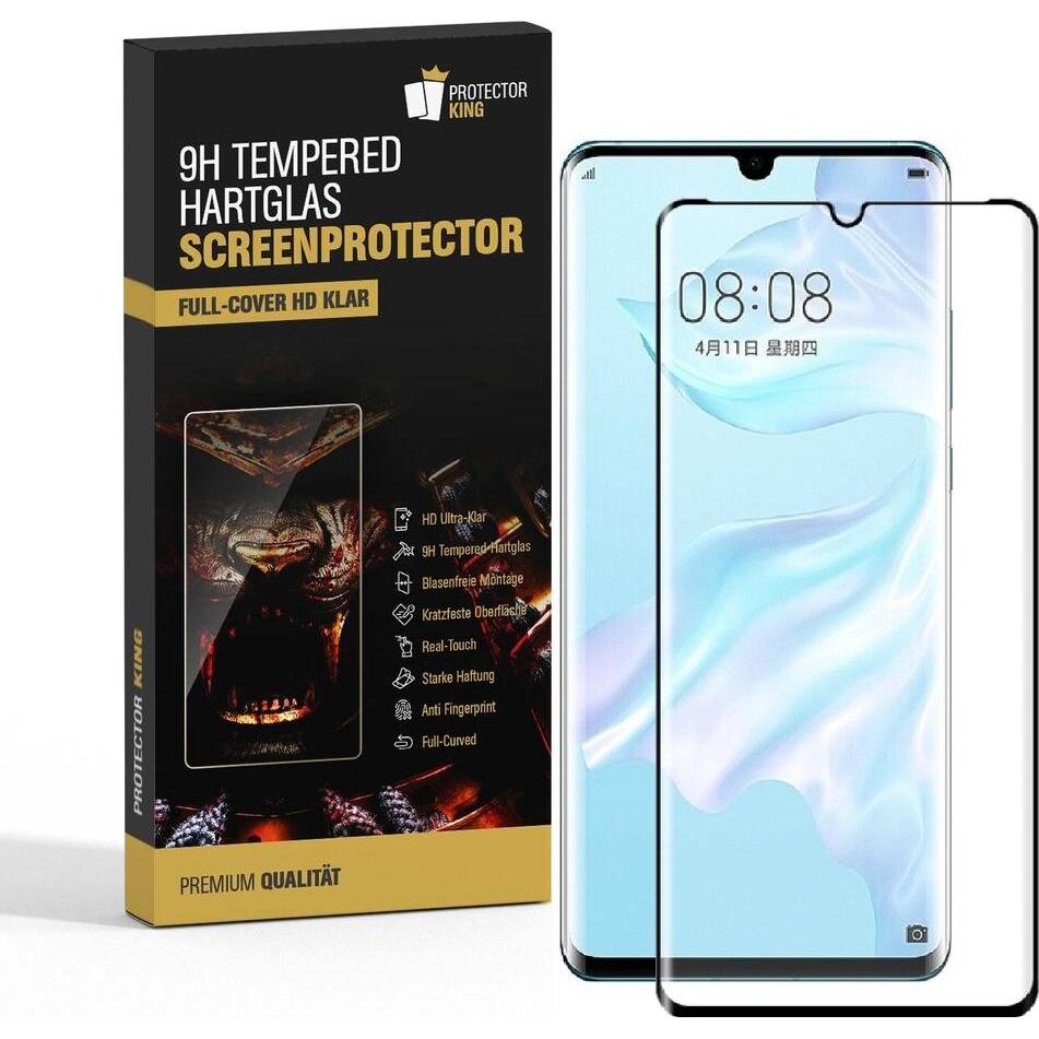 Protectorking 3x echtes Tempered 9H Panzerhartglas 3D KLAR (3 Stück, Huawei P30 Pro), Smartphone Schutzfolie