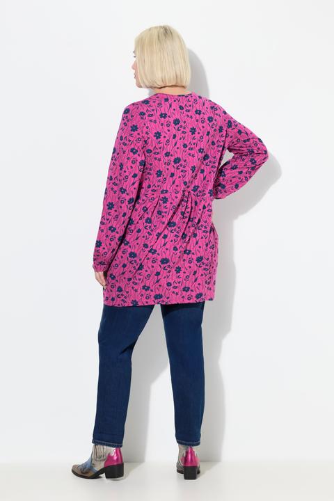 Produktbild Ulla Popken Shirt, Zierfalten, A-Linie, Carree-Ausschnitt, Langarm (60)