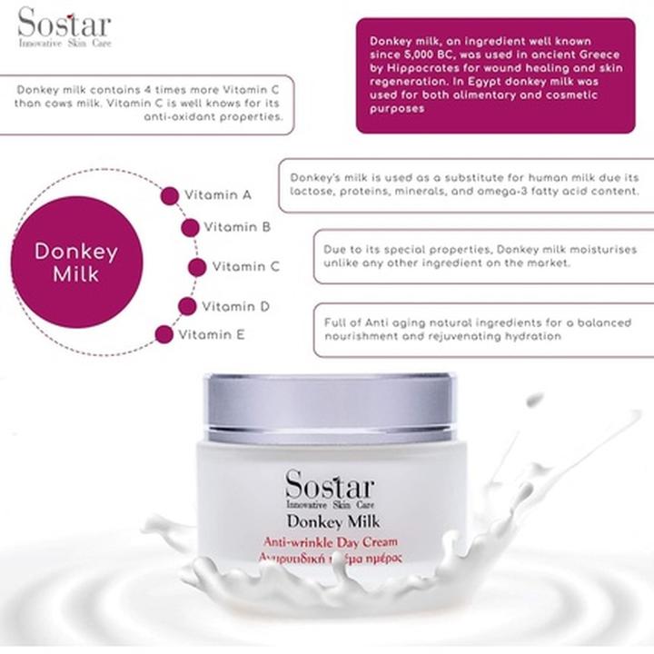 Produktbild Sostar Anti-Falten Gesichtscreme mit Eselsmilch für reife Haut (Tagescreme)