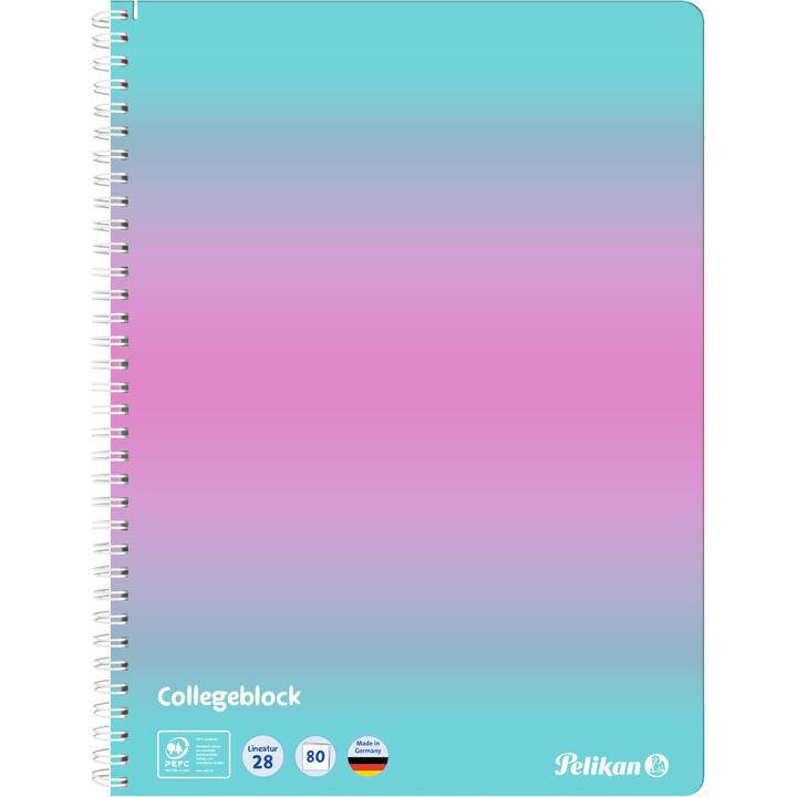 Image du produit Pelikan Bloc-notes spirale A4 80 feuilles linéature 28 motif Color Edition rose/mint (210 x 297 mm, Quadrillé, Couverture souple)