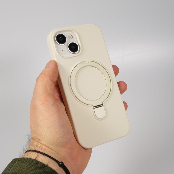 Actual product image PhoneLook Silicone matt MagSafe cover with retaining ring Vanilla (Apple iPhone 14)