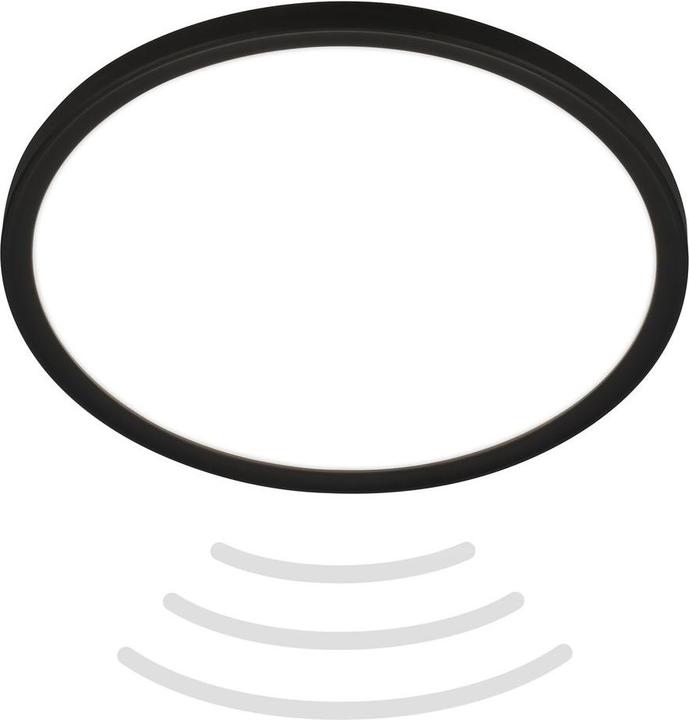 Image du produit Briloner Panneau LED ultra plat avec effet de rétroéclairage + Microwave, IP44, noir (2400 lm)
