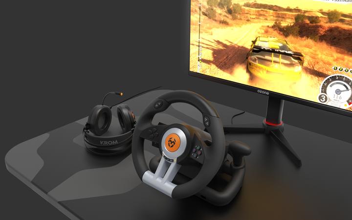 Produktbild Krom K-Wheel Schwarz USB Lenkrad + Pedale Analog / Digital PlayStation 4 (PS4, Playstation Classic, PS3, Xbox One S)