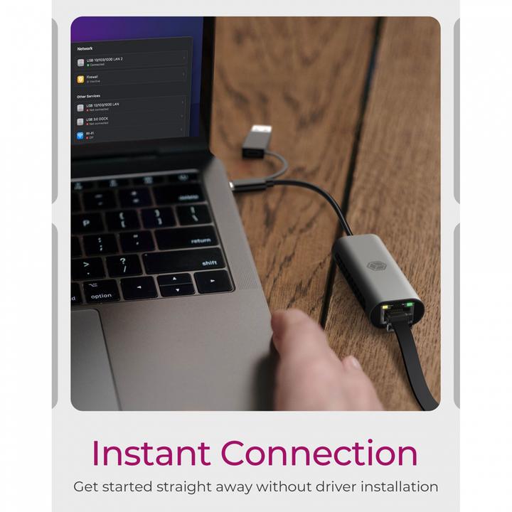 Actual product image Icy Box 2.5 Gigabit Ethernet LAN adapter, IB-LAN301-C3 (USB-C, USB, RJ45 2.5 Gigabit Ethernet (1x))