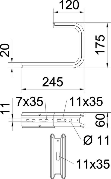 Actual product image OBO Bettermann OBO TPD/245 wall and ceiling bracket TP profile B245mm (Various)
