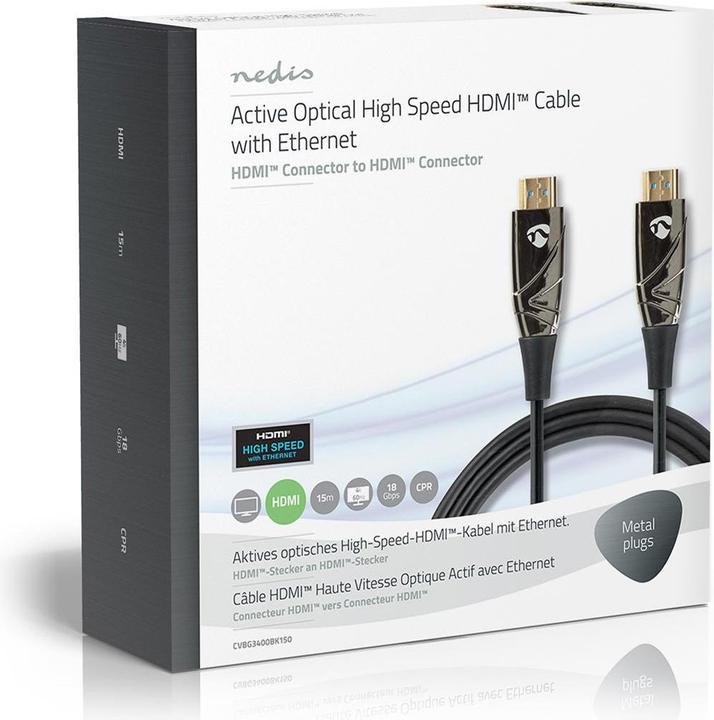 Productafbeelding Nedis Actieve Optische Hoge Snelheid??HDMI Kabel met Ethernet HDMIT Stekker HDMIT Stekker 4K@60Hz 18 Gb (15 m)