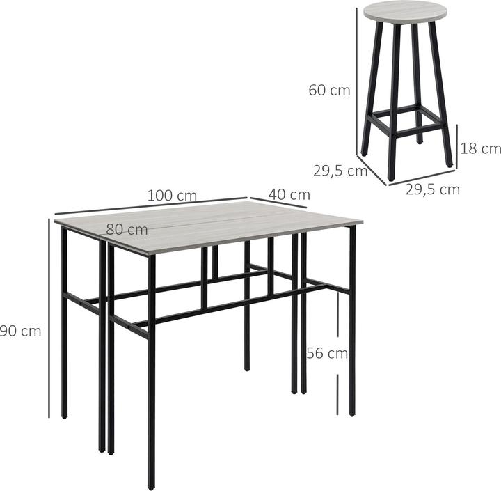 Image du produit Homcom Ensemble de tables de bar avec 4 tabourets (100 x 40 x 90 cm)