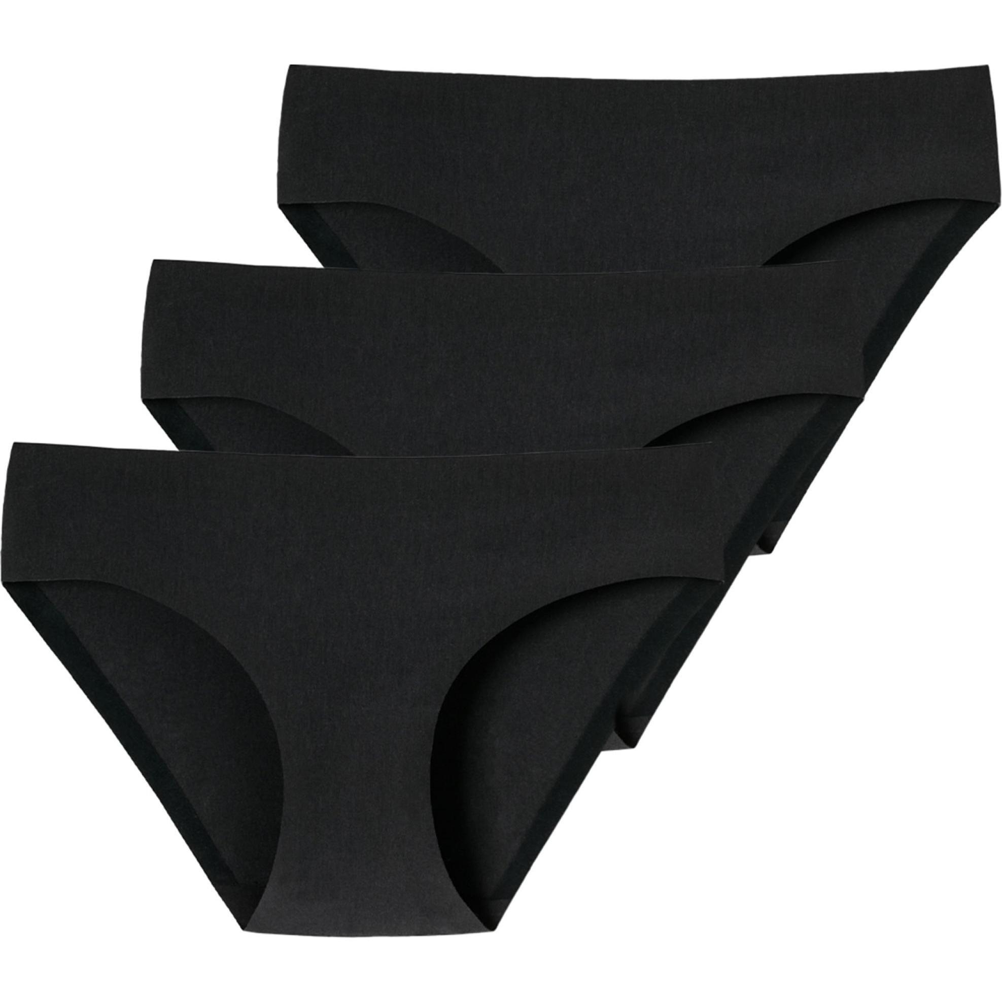 Schiesser, Damen, Unterhosen, 3er Pack Invisible Cotton nahtloser Slip, Schwarz, (36, 3er Pack)