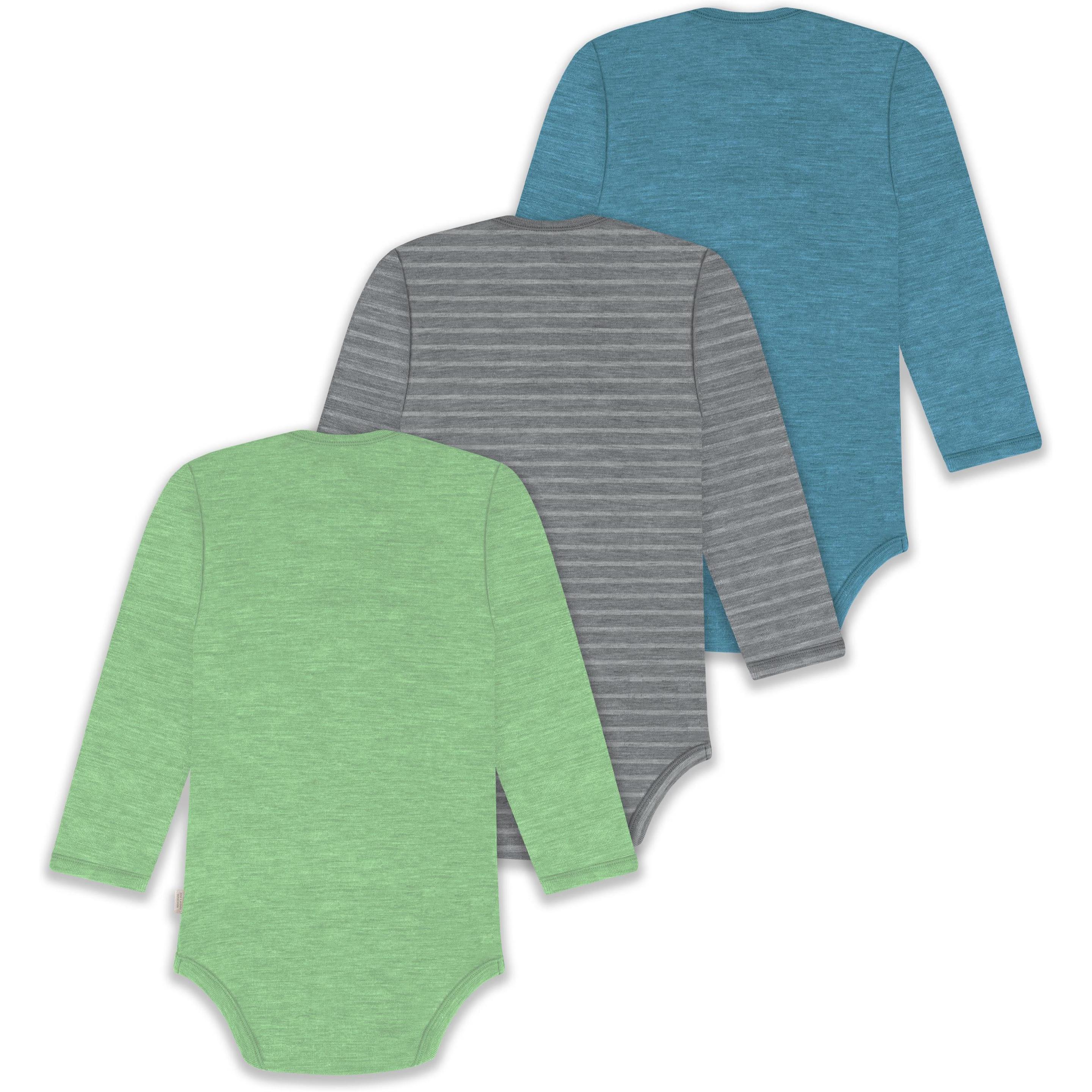 Thumbnail - Normani, Herren, Body, 3er Pack Baby Merino Body Langarm „Auckland" - 9383, Blau, (56)