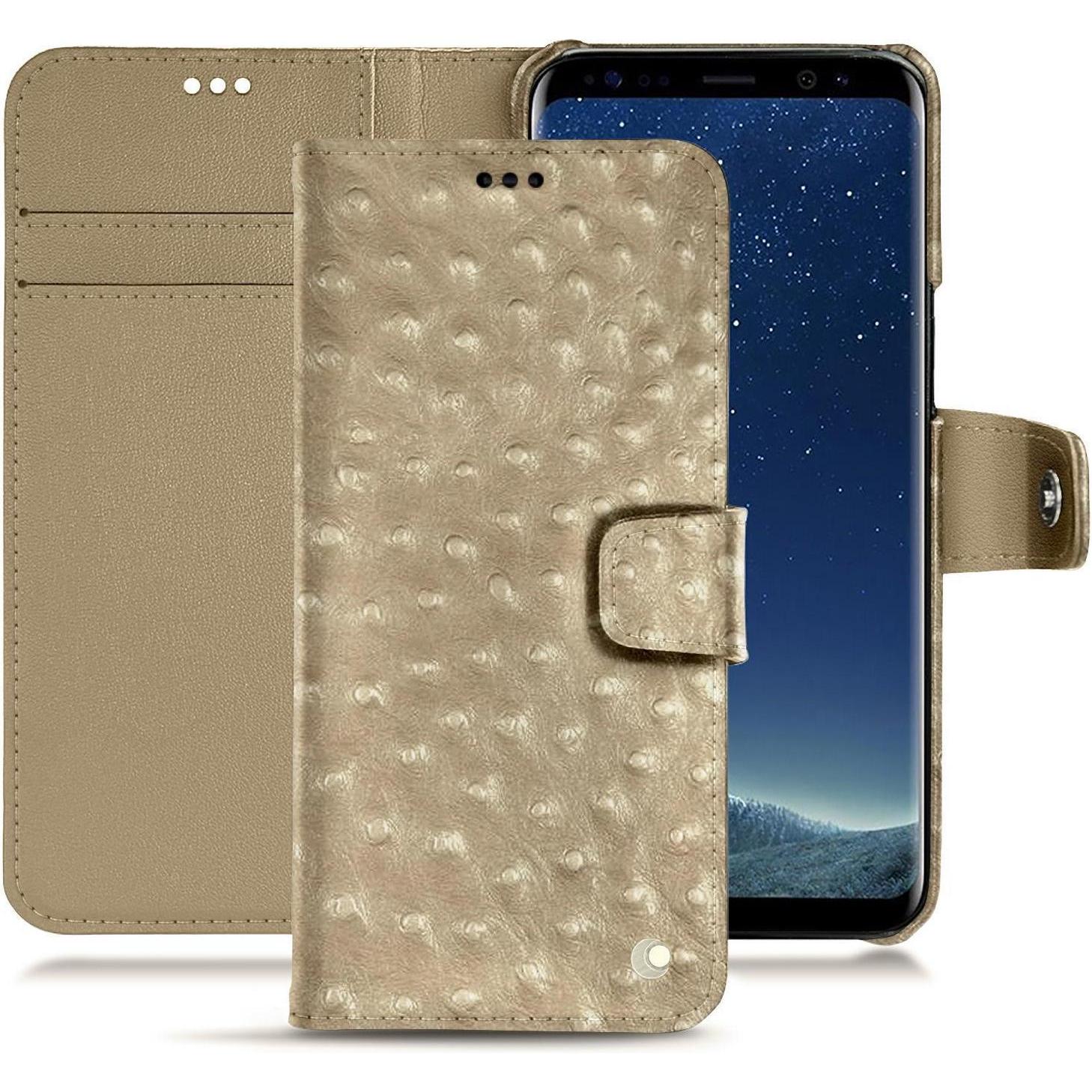 Noreve Lederschutzhülle Wallet (Samsung Galaxy S8+), Smartphone Hülle, Beige