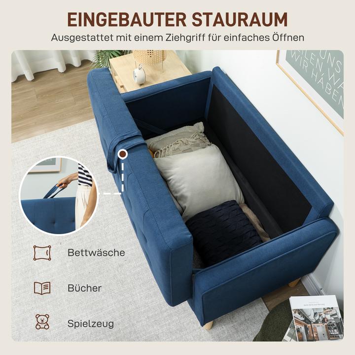 Produktbild Homcom 2-Sitzer-Sofa Samt, Eukalyptusholz Blau (2-Sitzer)