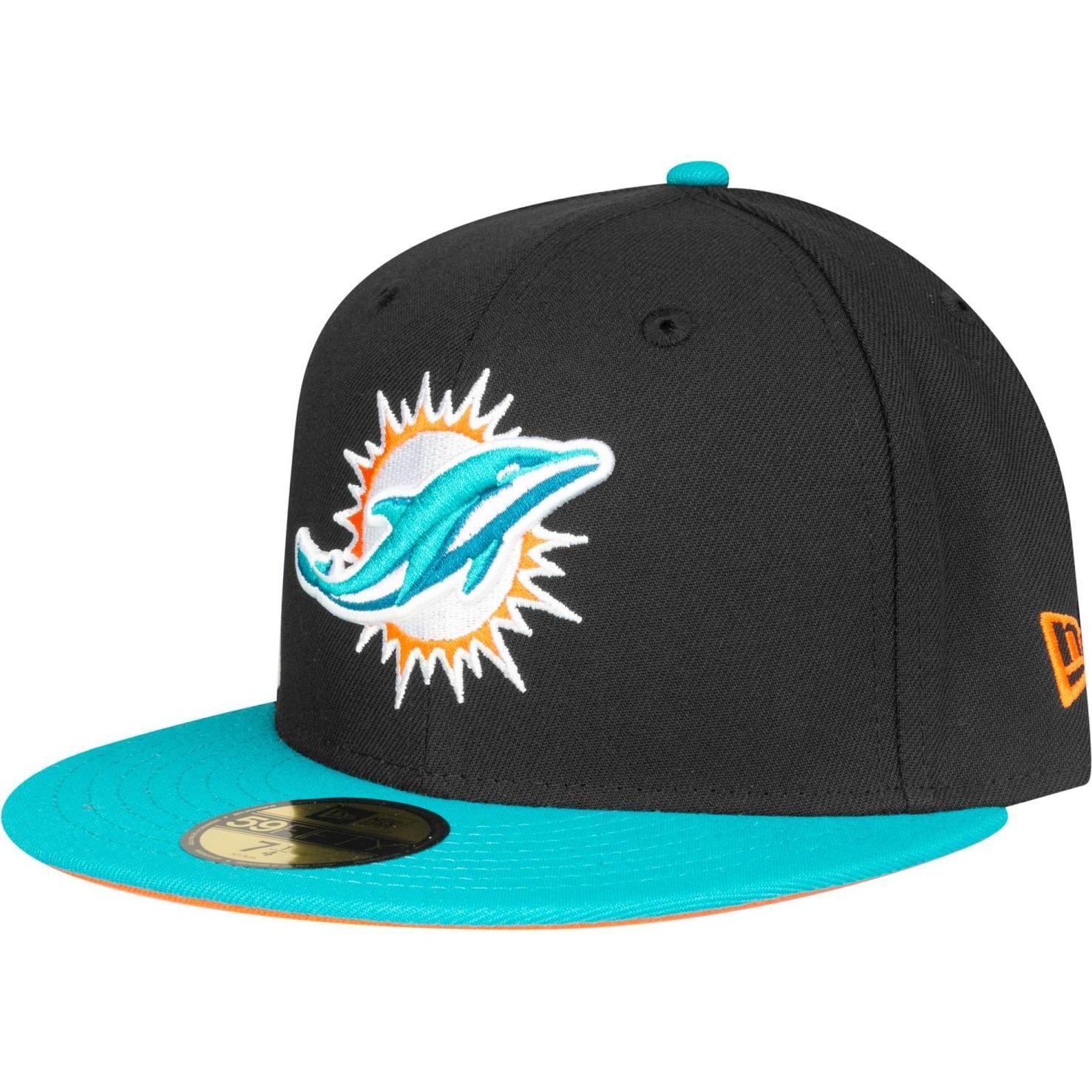 New Era, Herren, Cap, 59Fifty Fitted Cap - NFL Miami Dolphins - 7 1/2, Schwarz, (7 1/2)