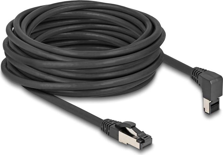Produktbild Delock RJ45 Netzwerkkabel Cat.8.1 S/FTP 90° oben gewinkelt / gerade 10 m schwarz (S/FTP, CAT8.1, 10 m)