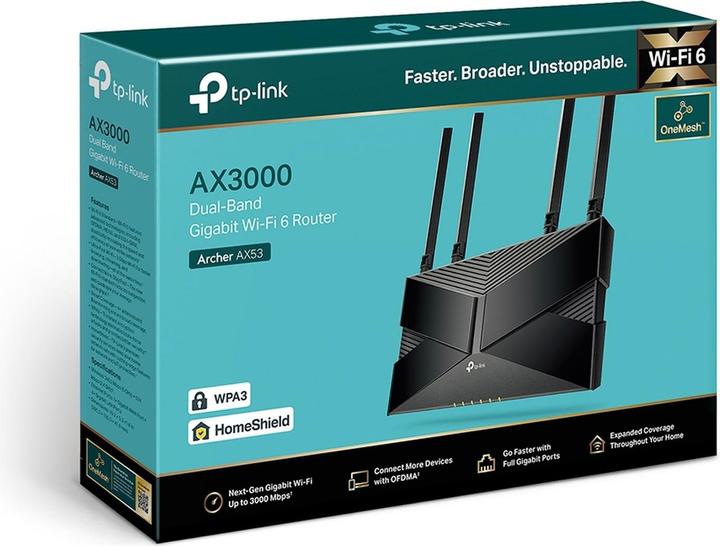Productafbeelding TP-Link Archer AX53 WLAN Router Gigabit Ethernet Dual-Band (2.4 GHz/5 GHz) 4G Zwart