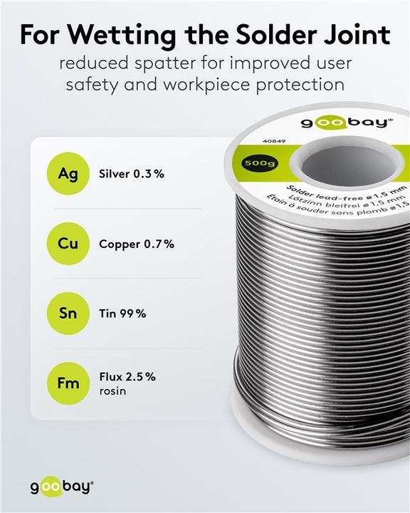 Produktbild Goobay Lötzinn bleifrei, ø 1,5 mm, 500 g (Lötzinn)