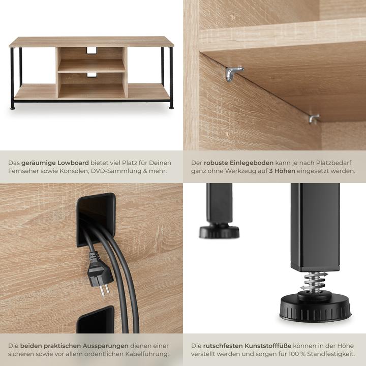 Actual product image tectake TV Cabinet Lowboard | 4 compartments & adjustable shelf