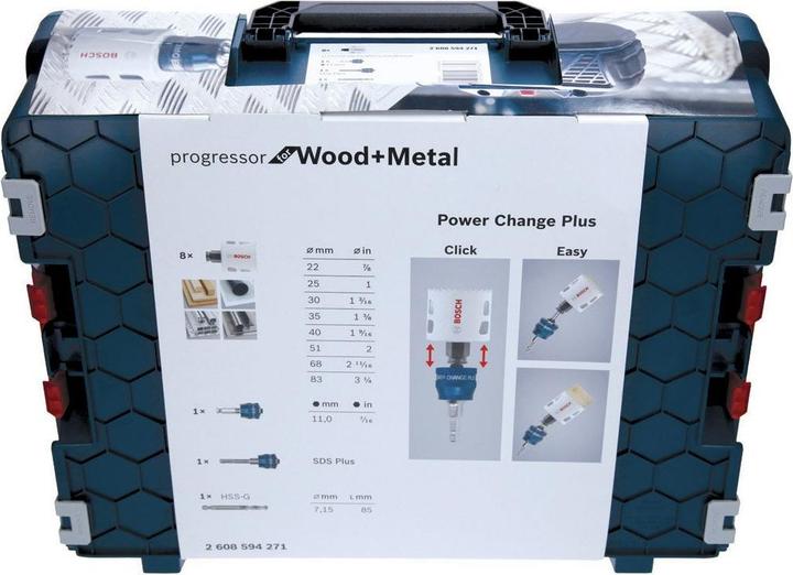 Actual product image Bosch Professional Zubehör 11-piece electrician's set, 1 Progressor for Wood&Metal hole saw (83 mm, 51 mm, 22 mm, 68 mm, 35 mm, 30 mm, 40 mm, 25 mm)