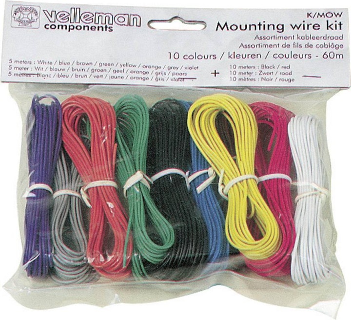 Immagine prodotto Velleman Set di cavi - 10 colori - 60M - Nucleo solido (60 m)