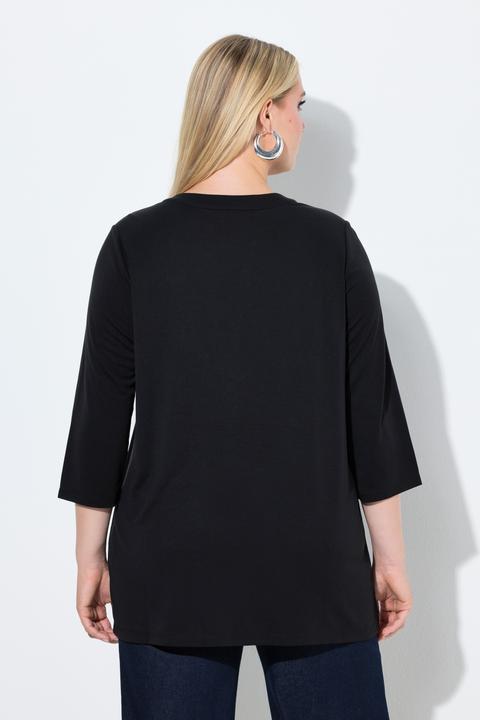 Actual product image Ulla Popken Split Neck 3/4 Sleeve Modal Blend Tee (54, 56)