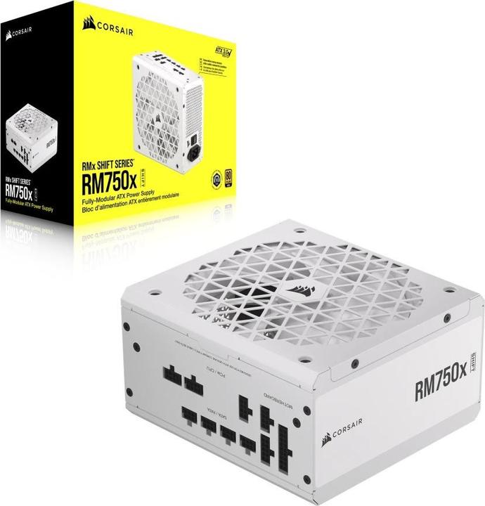 Productafbeelding Corsair RMx Shift White Series, RM750x Shift White, 750 Watt, 80 PLUS GOLD gecertificeerd, volledig (750 W)