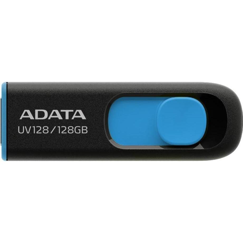 Adata Dash Drive UV128 (128 GB, USB-A, USB 3.1), USB Stick, Blau, Schwarz