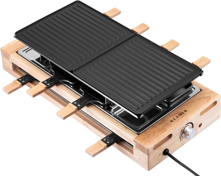 Actual product image KLAMER Raclette 8 Personen 1500W Raclette Grill mit Holzgestell