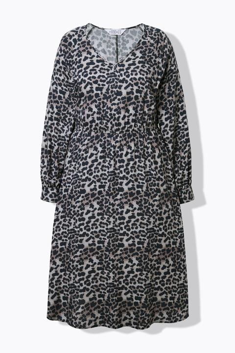 Image du produit Studio Untold Robe midi, coupe évasée. Taille élastique. Motif léopard (56)