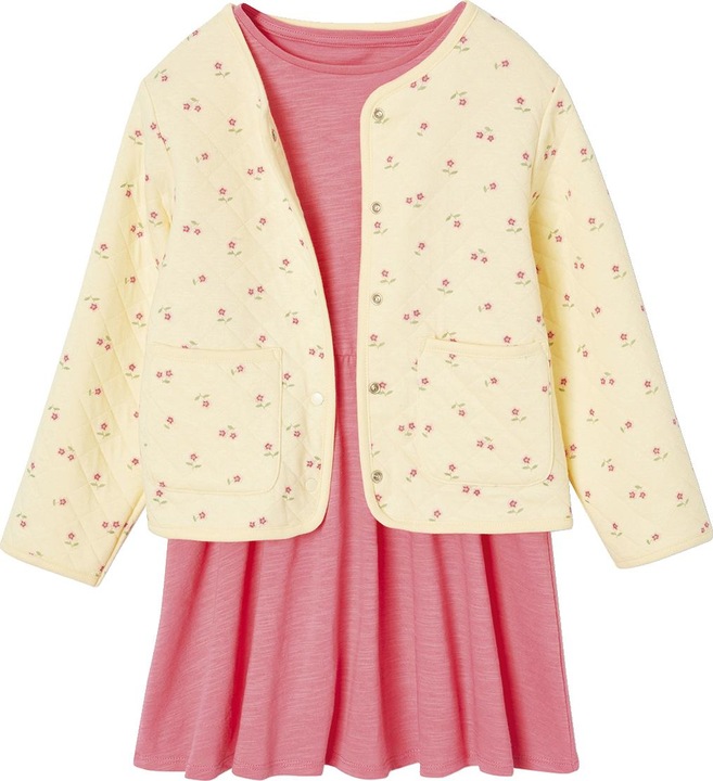 Produktbild Vertbaudet Mädchen-Set: Geblümte Jacke mit Steppnähten & Kleid (98)