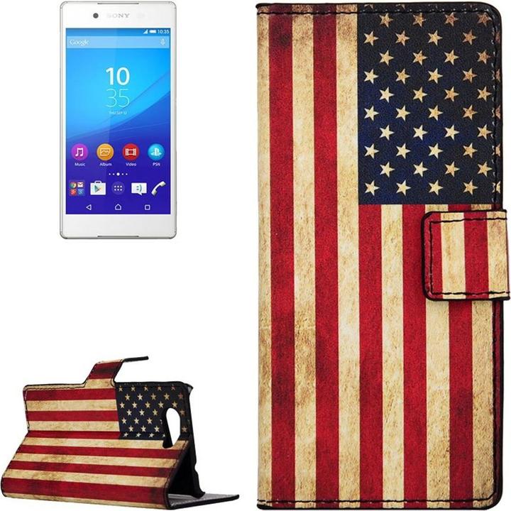 Produktbild König Design Handyhülle Tasche für Handy Sony Xperia Z4 Compact Retro Fahne USA (Sony Xperia Z4 Compact)