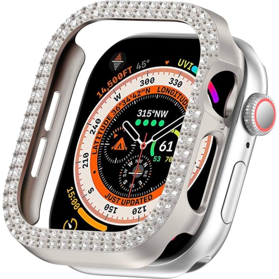 Thumbnail - Cover-Discount Apple Watch 10 - 46mm - Glitzer Strass Schutz Case, Smartwatch Zubehör, Silber