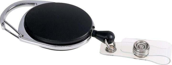 Europel Porte-badge avec yoyo et mousqueton, rond, noir