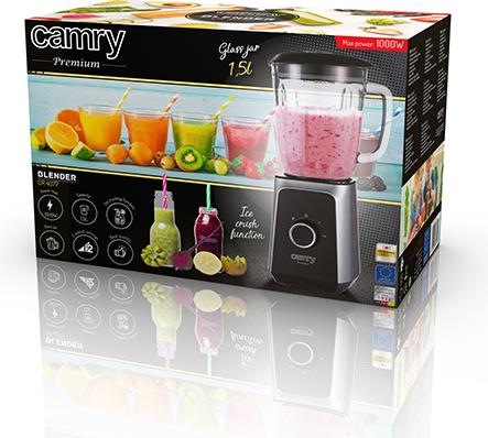 Produktbild Camry Mixer CR 4077 Tabletop, 500 W, Jar material Glass, Jar capacity 1.5 L, Ice crushing, Black / Stainle (EU-Stecker, 500 W)