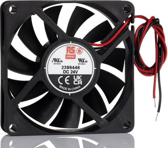 Actual product image RS PRO DC axial fan, sleeve bearing, 24 V dc / 7.2W, 70 x 70 x 15mm, 4300rpm, 21.7cfm (70 mm)