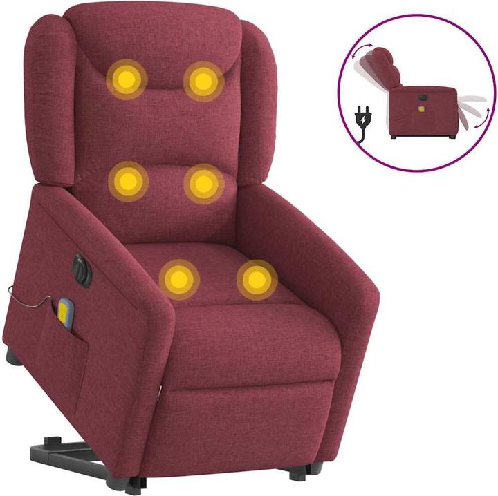 Actual product image VidaXL Electric massage chair with stand-up aid wine red fabric