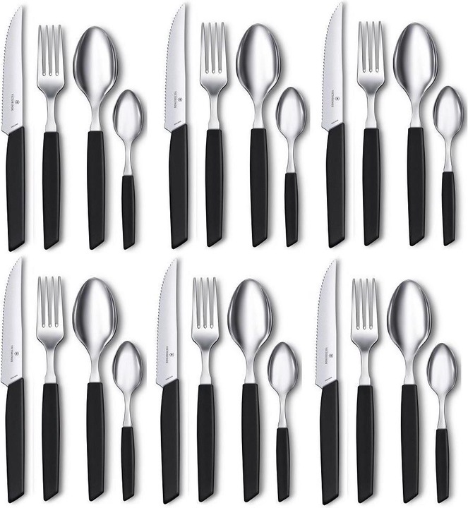 Productafbeelding Victorinox Bestekset Swiss Modern 24-delig, zwart (24 Stuk, Bestekset)